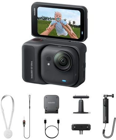 Insta360 Go Ultra Midnight Black Creator Bundle inkl. Mini 2-in-1-Stativ 2.0, Schnellwechselhalterung und Schwenkständer