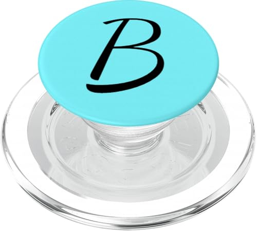Baby Blue Initial B Black Letter Beautiful Brush Script Gift PopSockets PopGrip for MagSafe