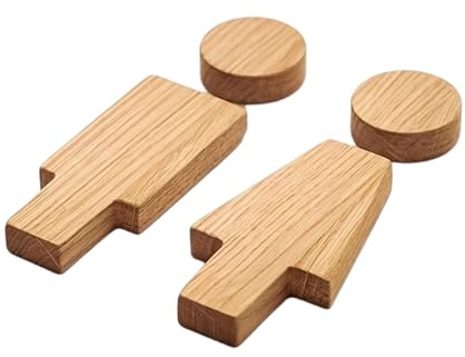 HUAJINGKEJI Ensemble de panneaux de toilettes en bois pour hommes et femmes, panneaux de salle de bain, panneaux de toilettes, plaques de porte de toilettes
