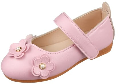 QUNUNOIRE- Mary Jane Scarpe Ballerine per Bambina Bimba Ragazza Principessa Rosa 23