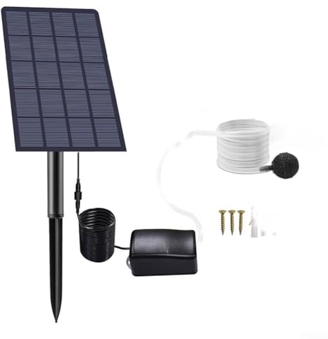 Zilimontt Solarbetriebener Luftsprudler für Fischteiche, Aquarien und Hydrokulturen, 2,5 W, 6 V, mit monokristalliner Silikonplatte und wasserdichtem Design