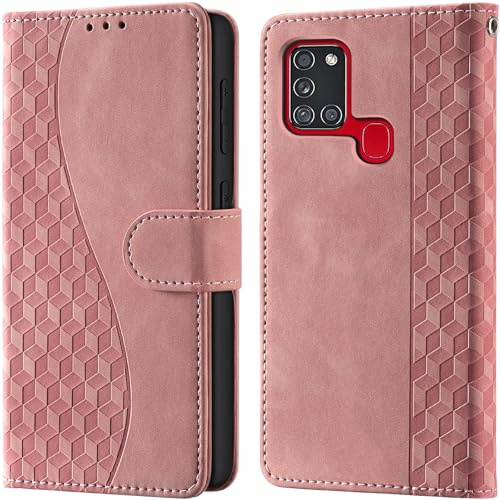 CaseGla Coque pour Samsung Galaxy A21s Portefeuille Rose | Blocage RFID, 3 emplacements cartes, fermeture magnétique, fonction support, étui à rabat pour Samsung A21s