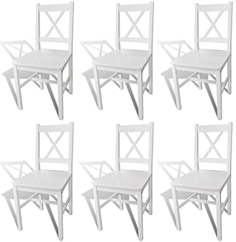 Refined Esszimmerstühle Esszimmerstuhl mit Rückenlehne Essstuhl Küchenstuhl Stuhl für Esszimmer Küche Holzstuhl 6 STK. Weiß Kiefernholz