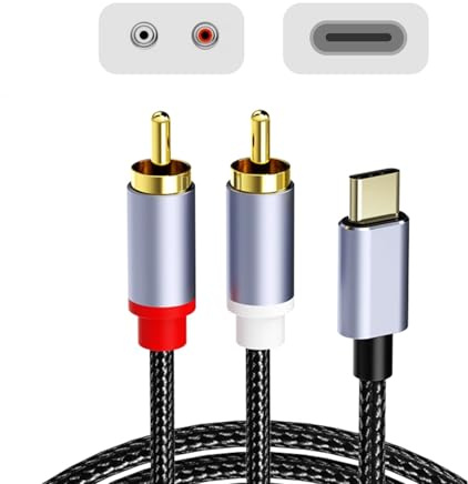 1m 2RCA to USB C Stereo Audio Auxiliary Interface Adapter Cable-1 PCS | Durable braided wire; crystal-clear music playback; seamless connection with tablets speakers car stereos