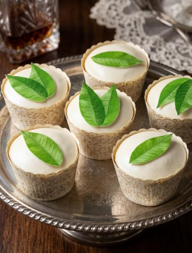 Anglesit Pre-Cut Cherry Leaves Edible Rice Wafer Paper Cupcake Toppers Cake Decorations Birthday Party Wedding Easter Baby Shower Sakura Tree Leaf