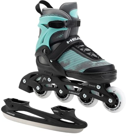 Head Galaxy 2in1 Kinder-Inlineskates größenverstellbar – Alu-Schiene, ABEC-7, 82A Rollen, mit Kufe – Freizeit & Eislaufen (Grün, 38-41)
