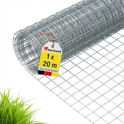 horizont Volierendraht 1 x 20 m, Maschenweite 12,7 mm | verzinkt, Drahtgitter für Voliere, Hasengitter, Mäusegitter, Drahtgeflecht, Maschendraht