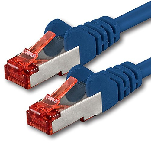 1aTTack.de Cat6 SFTP Câble réseau 1x 20m RJ45 LAN Ethernet bleu | Cat6 S/FTP PIMF, double blindage, 250 MHz, sans halogène, jusqu’à 1 Gbit/s; RJ45 pour routeur, switch, modem, PC et panneau