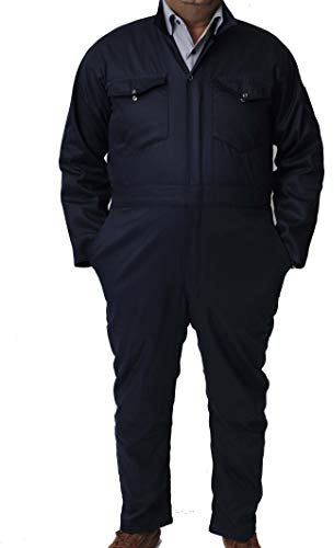 Road Master Men's Poly Cotton Coverall Overalls Painters Suit Decorators Mechanic Workwear Boiler Suit Cleaning Job Work Uniform with Two Chest Pockets, Navy, Medium