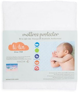 Matratzenschoner aus Baumwolle für Babykrippe | 80 x 130 cm | Wasserdicht | Atmungsaktiv | mit Gummi verstellbar | Anti Bakteriell | 1 Stück