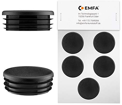 EMFA Lamellenstopfen rund 50mm Schwarz 5 Stück Rohrstopfen rund Endkappe Stahlrohr 50mm Kunststoff Stopfen für Rundrohre Rohrverschlussstopfen Kunststoffkappen für Rohre Rohrendkappen 5cm