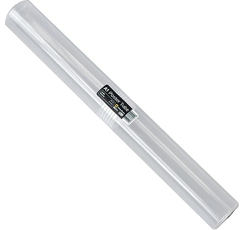 WestonBoxes Storage Tube for Posters, Prints, Drawings & Artwork, Clear Plastic with a 50/50 Screw Split (1, A1, Diameter-65mm / Length-620mm)
