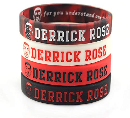 Lorh's store Basketball Derrick Rose Porträt Armband Silikon Inspirierende Wort Sport Schweißbänder 4 Pcs