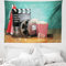 ABAKUHAUS Kino Wandteppich, Produktion Theme aus Weiches Mikrofaser Stoff Waschbar ohne Verblassen Digitaldruck, 150 x 110 cm, Hellgrün Braun