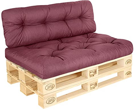 Pillows24 – Palettenkissen – 2-teiliges Set | Palettenauflage für Palettensofa | Sitz- und Rückenkissen für Europaletten | Palettenmöbel Indoor & Outdoor, UV-beständig | Made in EU | Pflaume