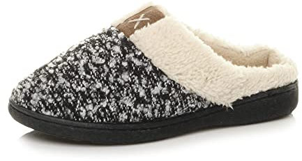AJVANI flat low heel winter faux fur lined mules slippers size 9 42