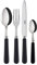 Sabre Paris | Ménagère 24 pièces, Set de couverts de table pour 6 Personnes Pop, couleur Noir. Comprend couteaux, fourchettes, cuillères à soupe et petites cuillères en Acier Inoxydable.