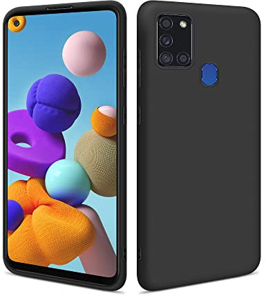 HSP Hülle für Samsung Galaxy A21s [Staubabweisend] Handyhülle | Premium TPU Silikon Case Schutzhülle | Kratzfest Stoßfest Fallschutz | Kameraschutz Displayschutz | Passgenau Dünn Matt | Schwarz
