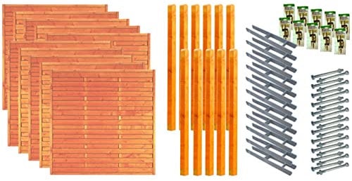 TETZNER & JENTZSCH Zäune San Diego 8 I Sichtschutz Zaun 180 x 180 cm Orange I Gartenzaun aus Holz für den Sichtschutz I Zaun mit Lamellenwand I Gartenzaun Komplettset mit Trennwand für den Windschutz