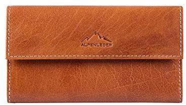 Alpenleder Tabaktasche GUSTL – Echt Leder Tabakbeutel – Vintage braun Drehertasche ausgestattet mit Naturlatex, extra Fach für Papers u. Filter sowie magnetischen Druckknöpfen (16 x 9 x 2cm, Cognac)
