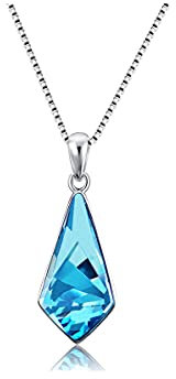 DANIEL CLIFFORD® Celeste Damen-Halskette 925 Sterling-Silber I Kristall blau (Kettenlänge: 43 cm) - Echtschmuck Geschenk für Sie