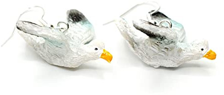Miniblings Möwen Ohrringe Hänger Möwe Korsika Vogel Vögel Urlaub Sommer Tier 3D - Handmade Modeschmuck I Ohrhänger Ohrschmuck versilbert