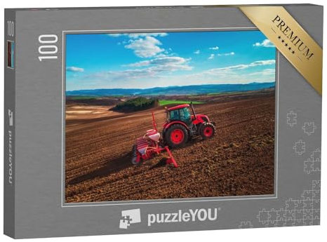 puzzleYOU: Puzzle 100 Teile „Landwirtschaft: Landwirt im Traktor bei der Vorbereitung von Ackerland“ – aus der Puzzle-Kollektion Traktoren
