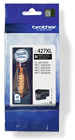 Brother Original Tintenpatrone LC-427XLBK Schwarz für ca. 6.000 Seiten, für MFC-J5955DW, MFC-J6955DW, MFC-J6957DW, HL-J6010DW, XL-Patrone