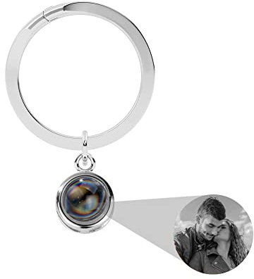 Personalized Photo Projection Keychain Custom Photo Projection Keychain with Picture Inside I Love You Necklace 100 Languages for Mom Wife Mother's Day Gift