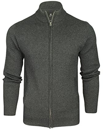 Xact Cardigan Completo con Zip in Cotone Ricco per Uomo (Grigio Scuro Marl) XL