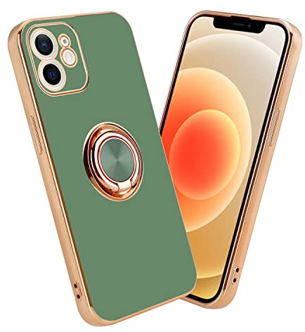 Cadorabo Hülle kompatibel mit Apple iPhone 12 MINI Schutzhülle TPU Silikon Case mit Ring Design mit Kameraschutz Slim Kratzfest Weiche Gummi mit Rundumschutz Case Hülle für iPhone 12 MINI in Grün