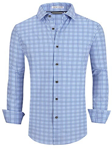 Alex Vando Mens Button Down Shirts Wrinkle Free 4-Way Stretch Print Business Casual Shirt,Bluenavy,M