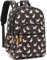 Leaper Wasserabweisender Schulrucksack mit Blumenmuster, Reisetasche, Büchertasche, Damentasche, Schwarz-Einhorn, Large-more layers-15.6, Traditionelle Rucksäcke