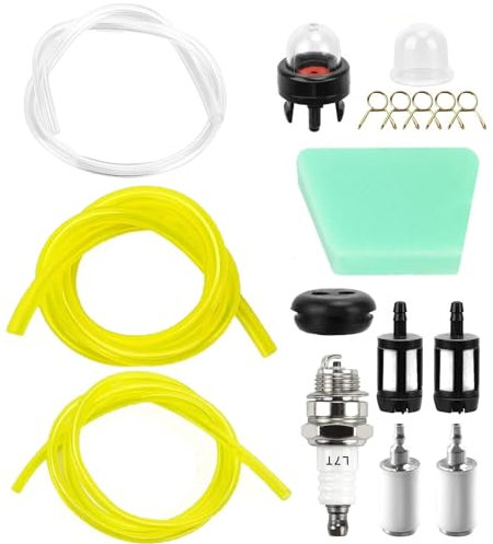 PLAPOT Universal Benzinfilter Kit,Benzinschlauch Kraftstofffilter Motorsense 2mm 3mm 4mm Benzinschlauch,Benzinpumpe Primer Kraftstoffbirne Pump Bulb für Mower Heckenschere Freischneider Trimmer