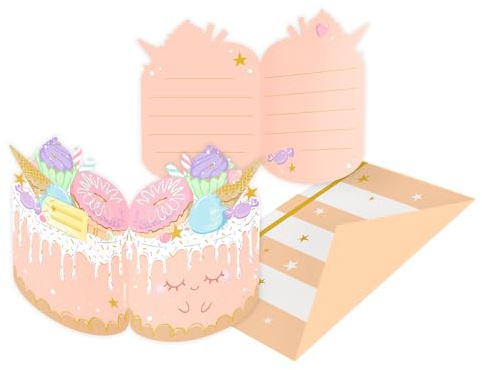 amscan 9916950 - Einladungen und Umschläge aus Crazy Cake-Papier 8er-Pack
