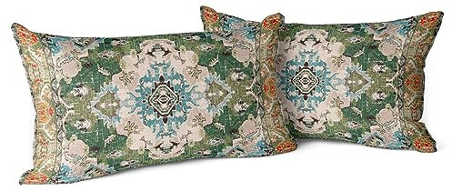 Snylcce 2er Set Boho Kissenbezüge Dekokissen 30 x 50 Samt Soft Kissenbezug Böhmischer Retro Ethno Dekorative Kissenhülle Zierkissenbezüge für Sofa Schlafzimmer Wohnzimmer Zuhause Dekoration Grün