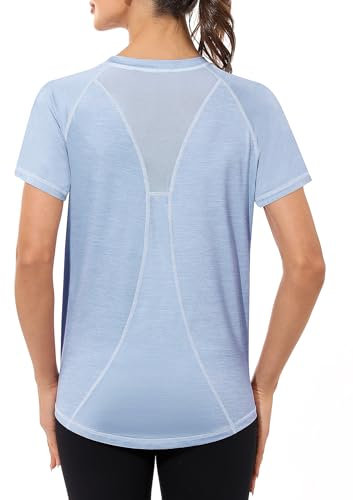 Gyabnw Chemise à Manches Courtes de Sport pour Femme T-Shirt Fonctionnelle de Fitness