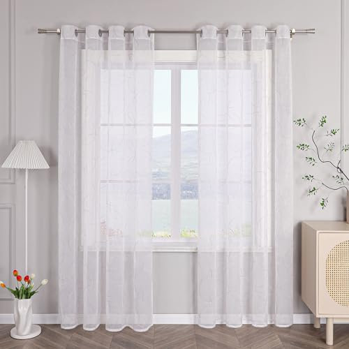 SCHOAL Gardine mit Ösen Transparent Ösenschal Voile Gardinenschal Kreis Stickerei 1 Stück BxH 140x260cm Violett
