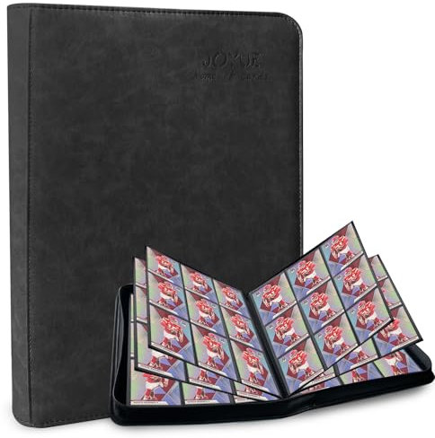 JOYUE Sammelkarten Album Sammelalbum Karten Groß, Card Collection Album mit 30 Seiten 540 Taschen, Sammelmappe Karten Schwarz Sammelheft, Wasserdicht PU Sammelbuch Karten Sammelkartenalben (Schwarz)