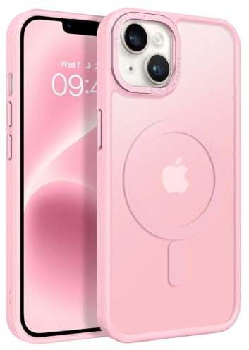 GaoBao für iPhone 14 Hülle, Handyhülle iPhone 14 [Kompatibel mit MagSafe] Durchscheinende Matte Magnetische Stoßfeste Anti-Fingerabdruck Schutzhülle Handyhülle für 6.1 Case, Hell Pink