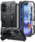 FNTCASE for iPhone 16 Phone Case: for iPhone 16 case with Kickstand Shockproof Military Grade Protective Cover - Dual Layer 360 Full Protection Sturdy Matte Textured Drop Proof - 6.1 Inch Black