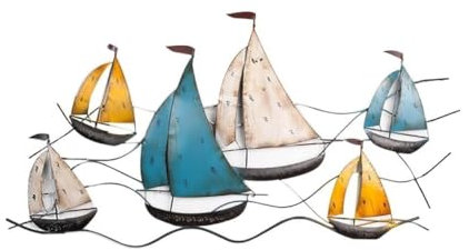 ASHSDI Wand Deko Abstrakte Kunst Segelschiffe Wanddekoration Schmiedeeisen Boote Metall Wandkunst Wandskulptur Für Wohnzimmer Schlafzimmer Küche Büro Wall Decor Moderne Wanddeko(A)