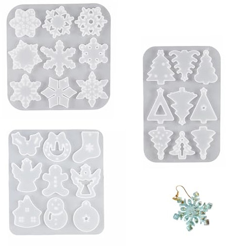 Lot de 3 moules en silicone pour résine époxy - Parfaits pour décoration de Noël, créations résine et bijoux en silicone