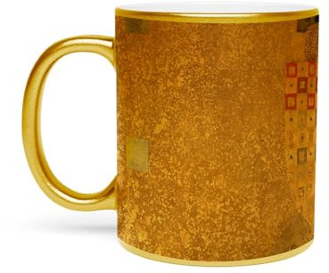 Fabulous Goldene Tasse aus verchromter Keramik - Gustav Klimt Porträt von Adele Bloch Bauer I Art Vintage Original Gold - 325 ml