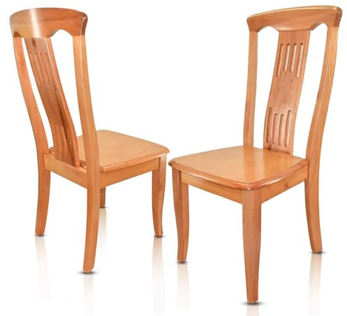 VAKON SALON - Esszimmerstühle 2er Set aus Kirschbaumholz, Holzstuhl, Küchenstuhl aus Massivholz bis 150 kg - Design 804 - Naturholz