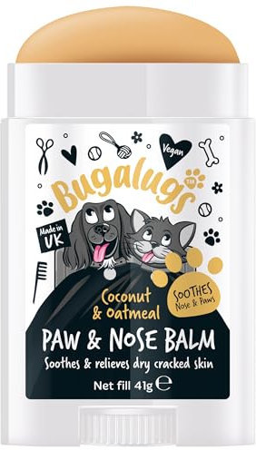 BUGALUGS Dog nose balm, Natural lick safe Paw balm for dogs contains Oatmeal, Dog paw cream Vegan formula nose balm for dogs helps and soothes itchy skin(Coconut & Oatmeal 41g)