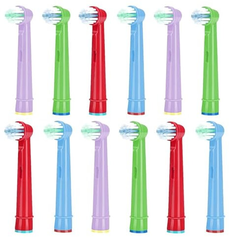 Cosity 12 Stück Aufsteckbürsten für Kinder kompatibel mit OralB und Braun Elektrische Zahnbürsten Pro, Vitality, Genius, Professional Care, Smart, Triumph, Trizone, AdvancePower Series, Weiß