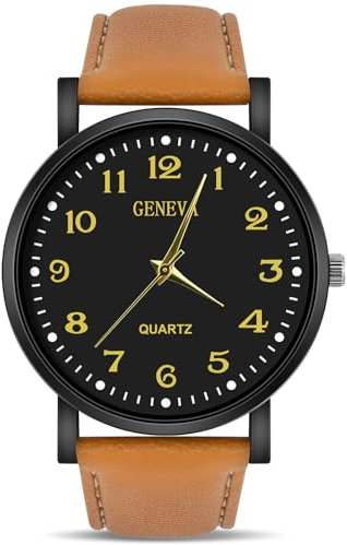 OFFCUP Armbanduhr Herren, Analog Quarz Uhr für Herren Uhren, Herrenuhr mit Lederarmband, Minimalist Uhr für Männer mit Großem Zifferblatt, Klassische Herren Business Uhr Leicht zu Lesen
