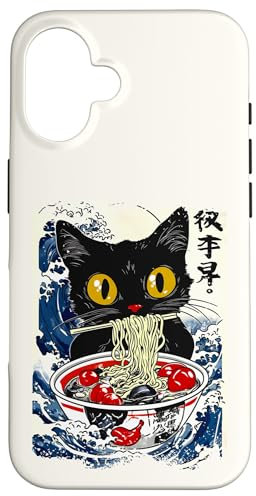 Cat Ramen Japanese Funny Graphic apparels Kawaii Anime Merch Case for iPhone 16