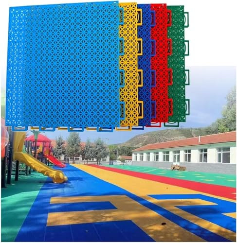 ININOSNP Tapis antidérapant de Haute qualité Dalles de Terrain de Sport extérieur à Monter soi-même, Sol modulaire emboîtable for Parc, école, Aire de Jeux, Jardin d'enfants(Blu)